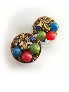 Vintage Clip On Earrings-Gold Tone